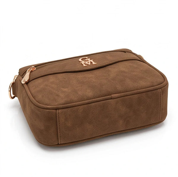La Gaia - Borsa borsetta donna a tracolla firmata gyoiamea nuova 4 tasche zip effetto scamosciato camoscio simil pelle