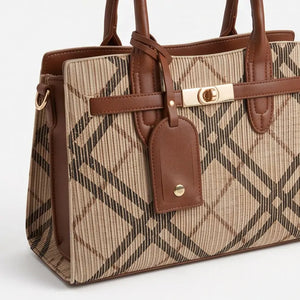 Dudlin - Borsa Donna bauletto borsetta bag Casual rigido simil pelle fantasia tartan scozzese