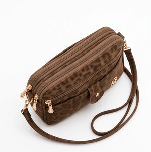 La Lion - Borsa borsetta donna a tracolla firmata gyoiamea nuova 5 tasche zip fantasia leopardata