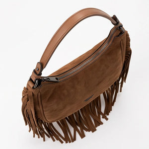 Nazareno Gabrielli - Borsetta camoscio tracolla frange borsa piccola