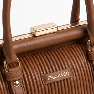 Erick&Co - Borsa Donna bauletto borsetta bag Casual rigido simil pelle plissettata trapuntata
