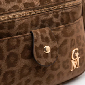 La Lion - Borsa borsetta donna a tracolla firmata gyoiamea nuova 5 tasche zip fantasia leopardata
