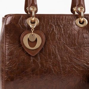 Dudlin - Borsa Donna bauletto borsetta bag Casual rigido simil pelle squamata lucida