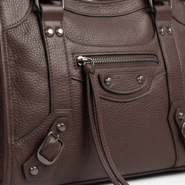 Borsa borsetta a bauletto biker zip borchie ciondolo donna sportiva rigida