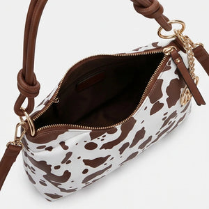 La selvaggia - Borsa a sacco hobo simil pelle fantasia animalier leopardata mucca