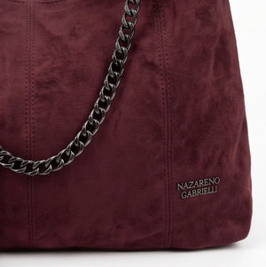 Nazareno Gabrielli - Borsa morbida a sacco hobo capiente unica tinta simil pelle camoscio scamosciata