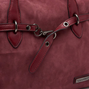 CHARRO - Borsa a Spalla Donna simil Pelle bauletto effetto opaco camoscio con tracolla scamosciata