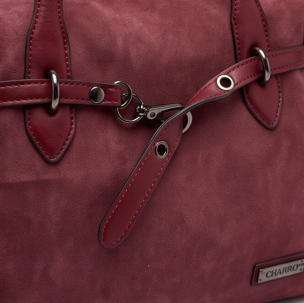 CHARRO - Borsa a Spalla Donna simil Pelle bauletto effetto opaco camoscio con tracolla scamosciata