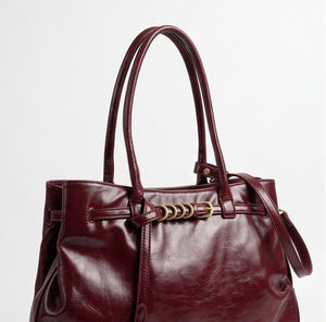 PHARD - Borsa a Spalla Donna simil Pelle lucida Morbida Borsa shopping Grande cinghia