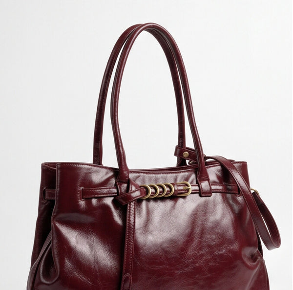 PHARD - Borsa a Spalla Donna simil Pelle lucida Morbida Borsa shopping Grande cinghia