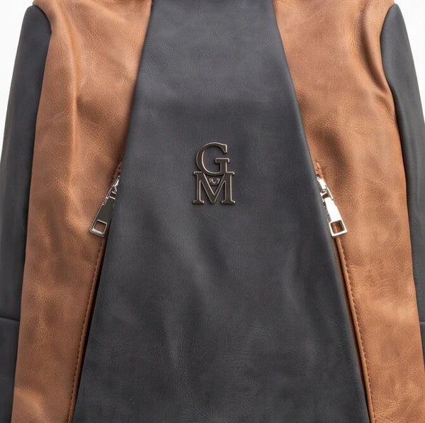 Double - Zaino firmato Gyoiamea donna simil pelle bicolore spalla casual passeggio zainetto