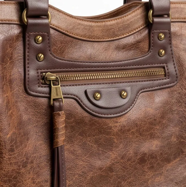 Tommasini - Borsa a bauletto biker cerniera ciondolo donna elegante rigida vintage