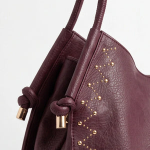 CHARRO - Borsa a Spalla Donna simil Pelle sacco borchie borchiata manici con nodo