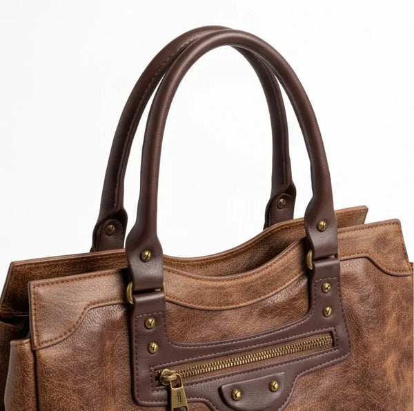 Tommasini - Borsa a bauletto biker cerniera ciondolo donna elegante rigida vintage