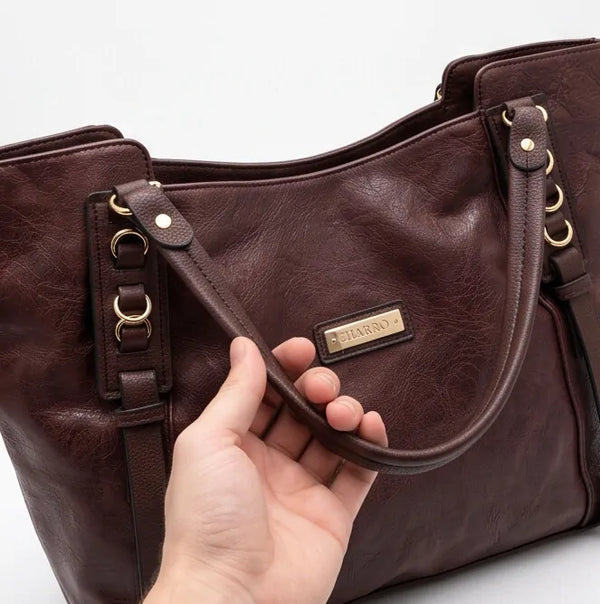 CHARRO - Borsa a Spalla Donna Beige simil Pelle Morbida Borsa shopping Grande con Tracolla