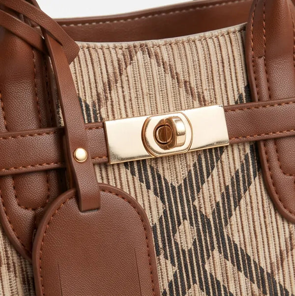 Dudlin - Borsa Donna bauletto borsetta bag Casual rigido simil pelle fantasia tartan scozzese