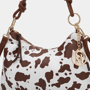 La selvaggia - Borsa a sacco hobo simil pelle fantasia animalier leopardata mucca