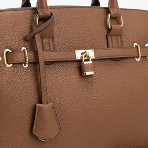 Borsa a bauletto biker lucchetto ciondolo donna elegante rigida