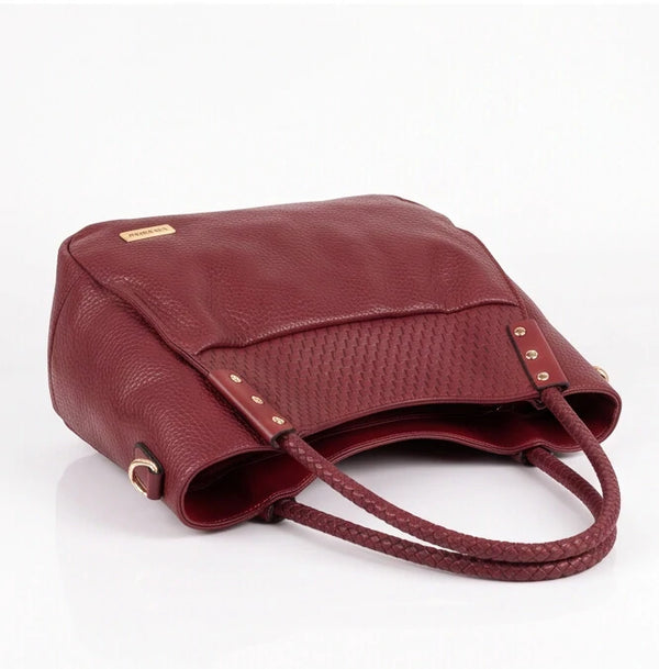 CHARRO - Borsa a Spalla Donna simil Pelle shopping effetto manici intrecciati e tracolla