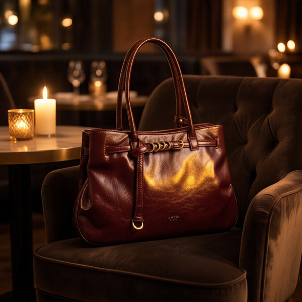 PHARD - Borsa a Spalla Donna simil Pelle lucida Morbida Borsa shopping Grande cinghia