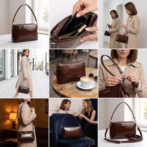 COCONUDA -Borsa donna borsetta tracolla manico elegante sportiva simil pelle venata lucida