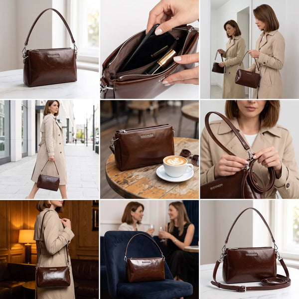 COCONUDA -Borsa donna borsetta tracolla manico elegante sportiva simil pelle venata lucida