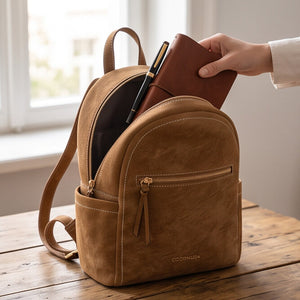 COCONUDA - borsa trasfmormabile zaino 2in1 donna pelle scamosciato camoscio cuoio spalla casual passeggio