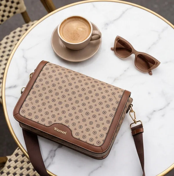 YYcoveri - Borsa firmata zip cerniere logata tracolla donna logo zip tracolla fantasia multi tasche platta