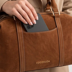 COCONUDA - Borsa a Spalla Donna simil Pelle bauletto effetto opaco camoscio con tracolla scamosciata