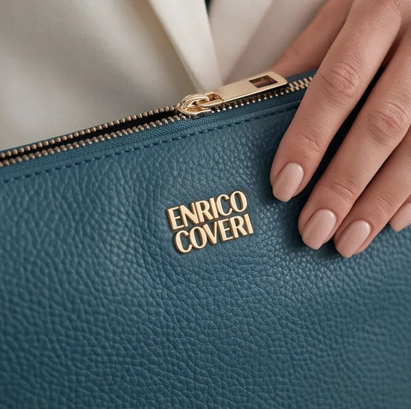 ENRICO COVERI - borsa elegante borsetta tracolla a mano simil pelle sottile slim bustina