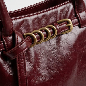 PHARD - Borsa a Spalla Donna simil Pelle lucida Morbida Borsa shopping Grande cinghia