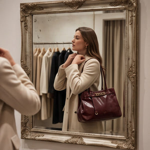 PHARD - Borsa a Spalla Donna simil Pelle lucida Morbida Borsa shopping Grande cinghia