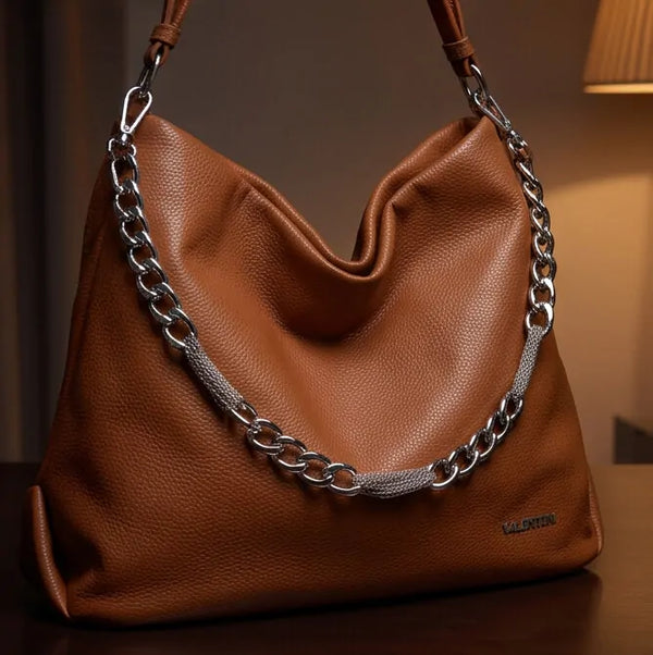 Valentini Gino - Borsa spalla nuova Donna hobo bag sacco secchio con catena mono manico spalla e tracolla