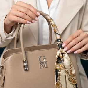 Nichitta - Borsa firmata GYOIAMEA borsetta bauletto con foulard tracolla a mani donna grande simil pelle venata