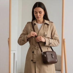 La Fina - Borsa borsetta donna a tracolla firmata gyoiamea nuova 4 tasche zip effetto simil pelle