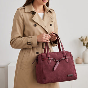 CHARRO - Borsa a Spalla Donna simil Pelle bauletto effetto opaco camoscio con tracolla scamosciata
