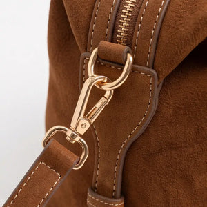 COCONUDA - Borsa a Spalla Donna simil Pelle bauletto effetto opaco camoscio con tracolla scamosciata