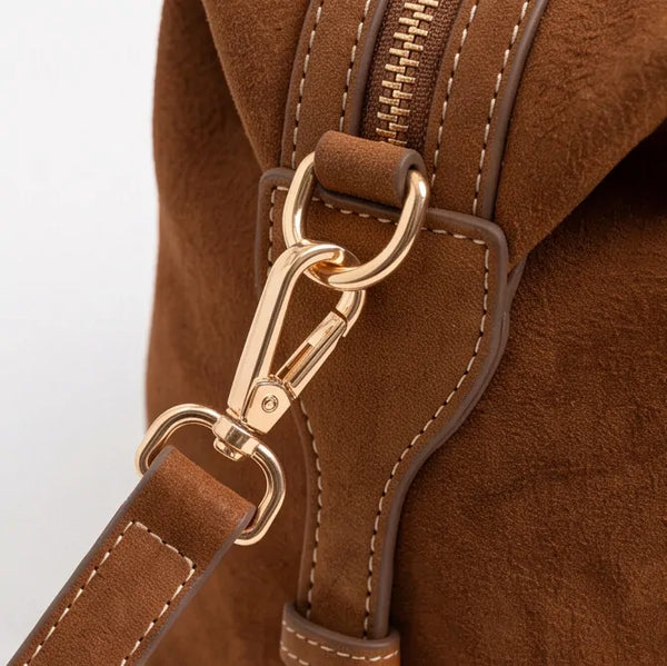 COCONUDA - Borsa a Spalla Donna simil Pelle bauletto effetto opaco camoscio con tracolla scamosciata