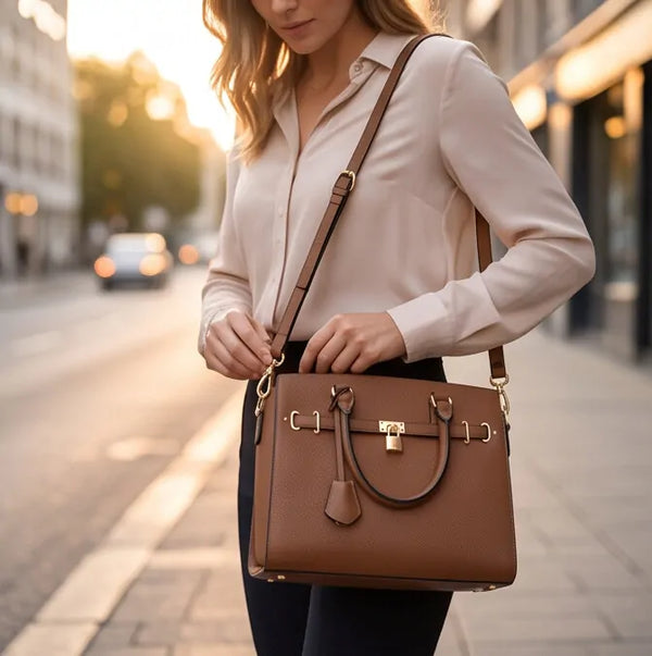 Borsa a bauletto biker lucchetto ciondolo donna elegante rigida