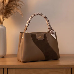 Erick&co - Borsa secchio con foulard Donna Modello Hobo Casual con Dettagli Dorati trapezoidale