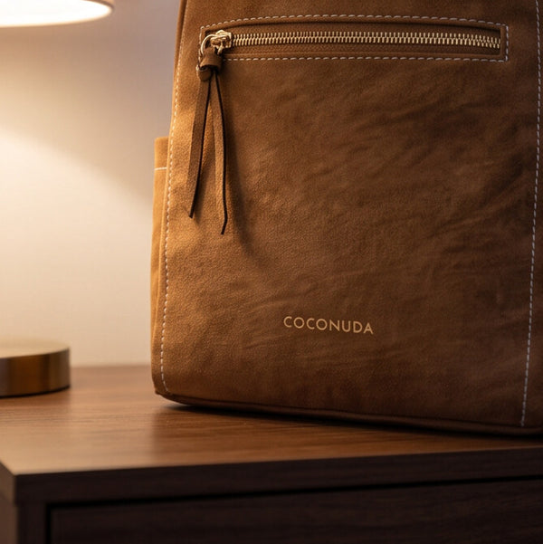 COCONUDA - borsa trasfmormabile zaino 2in1 donna pelle scamosciato camoscio cuoio spalla casual passeggio