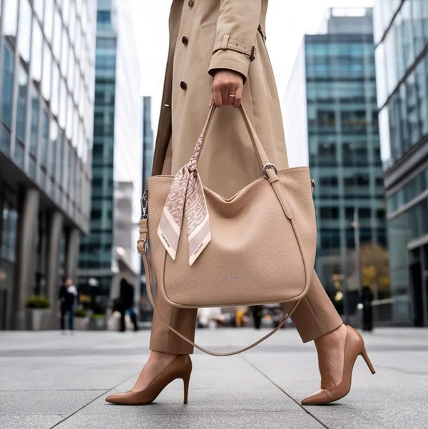Valentini Gino - Borsa spalla nuova Donna shopping morbida spalla con foulard e tracolla simil pelle