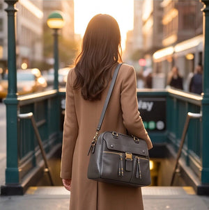 CHARRO - Borsa a Spalla Donna simil Pelle bauletto 2 tasche frontali tracolla