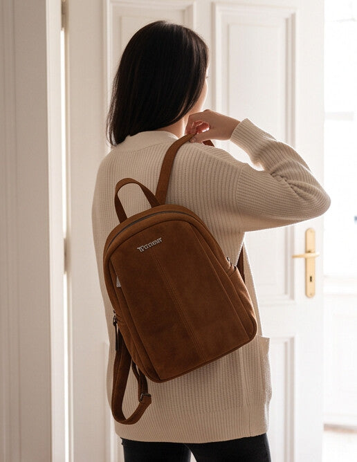 YYCOVERI - borsa trasfmormabile zaino 2in1 donna pelle scamosciato camoscio cuoio spalla casual passeggio