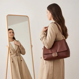 COCONUDA - Borsa a Spalla platta firmata Donna simil Pelle bauletto tracolla scamosciata