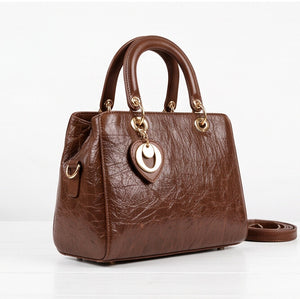 Dudlin - Borsa Donna bauletto borsetta bag Casual rigido simil pelle squamata lucida