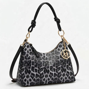 La selvaggia - Borsa a sacco hobo simil pelle fantasia animalier leopardata mucca