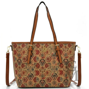 Gyoiamea shopping tote bag sughero tracolla fantasia estiva rombi italy zip moda