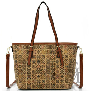 Gyoiamea shopping tote bag sughero tracolla fantasia estiva rombi italy zip moda
