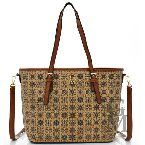 Gyoiamea shopping tote bag sughero tracolla fantasia estiva rombi italy zip moda